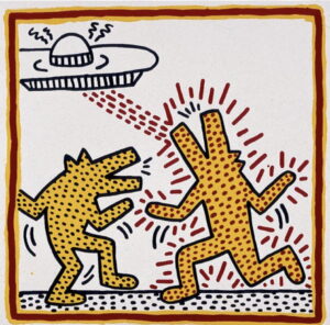 Keith Haring art exhibition near The Pearl apartments in Koreatown, Los Angeles   