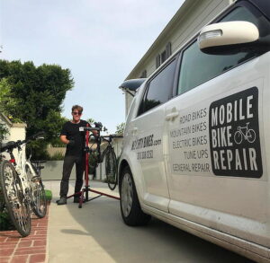 Hoopty Bikes mobile bike repair near The Pearl apartments in Koreatown, Los Angeles   