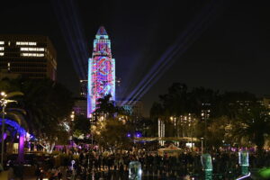 Grand Park NYE near The Pearl apartments in Koreatown, Los Angeles  