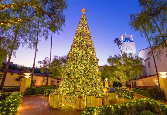 Union Station holiday celebration near The Pearl apartments in Koreatown, Los Angeles