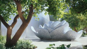 Blue Ribbon Garden Walt Disney Concert Hall gorgeous gardens near The Pearl apartments in Koreatown, Los Angeles   
