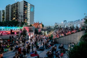 Grand Performances music under the stars near The Pearl apartments in Koreatown, Los Angeles