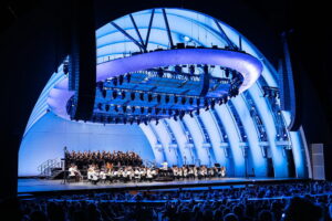 Hollywood Bowl music under the stars near The Pearl apartments in Koreatown, Los Angeles