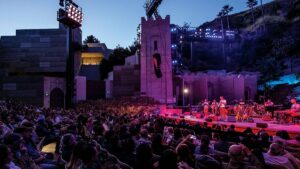 The Ford music under the stars near The Pearl apartments in Koreatown, Los Angeles