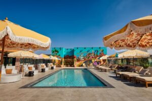 Hollywood VOLUME outdoor movies near The Pearl apartments in Koreatown, Los Angeles