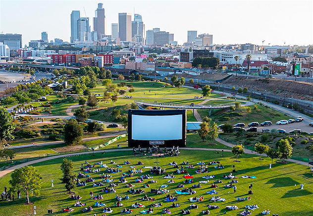 Street Food Cinema outdoor movies near The Pearl apartments in Koreatown, Los Angeles